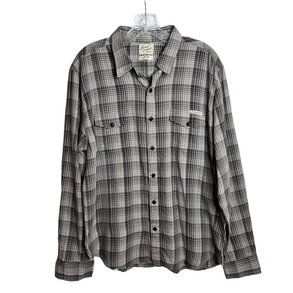 Lucky Brand Sportswear Gray Plaid Long Sleeve Button Shirt Large
